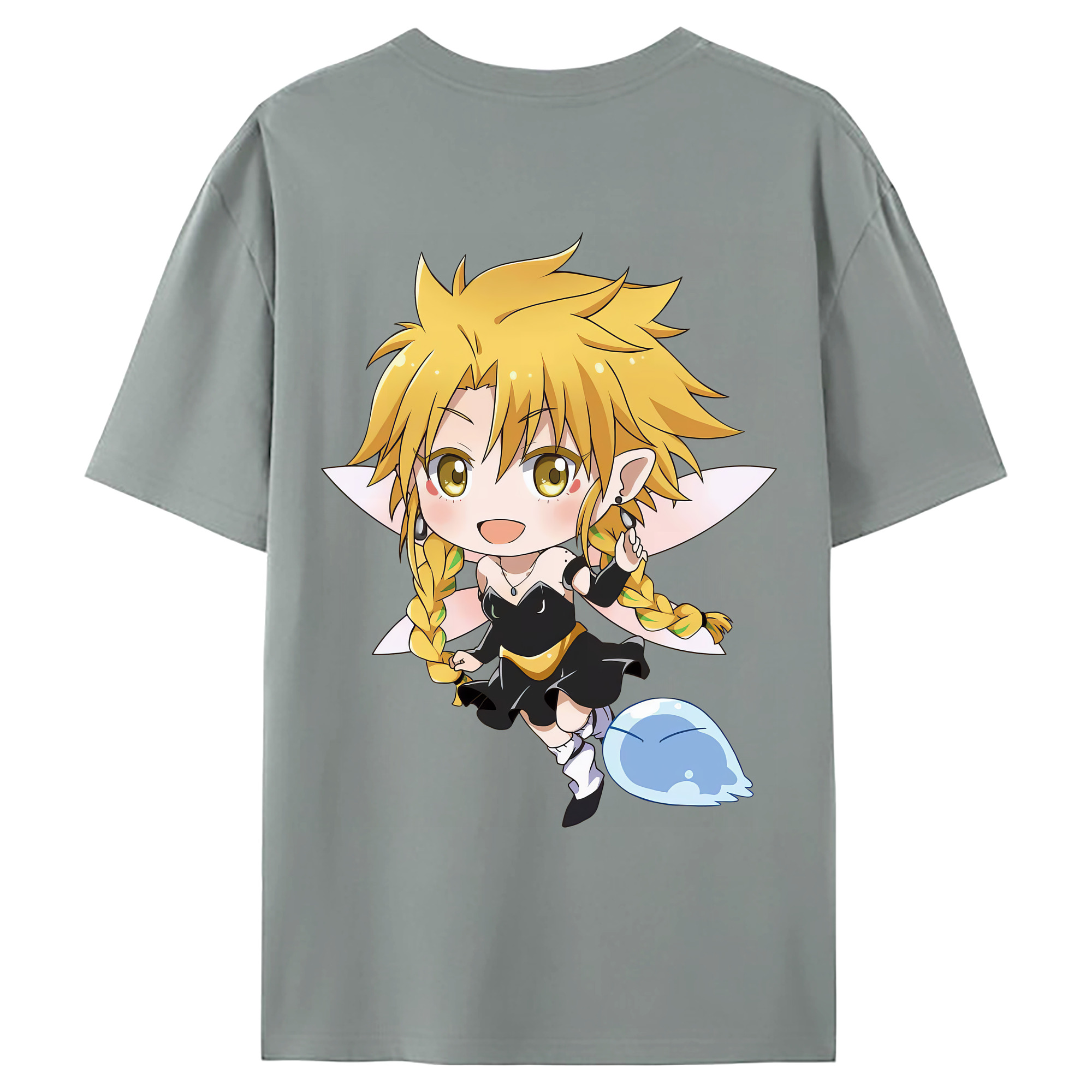 （画像用） 転スラ Regarding Reincarnated to Slime 綿100％ メンズ半袖Tシャツ（バックプリント） 通気性